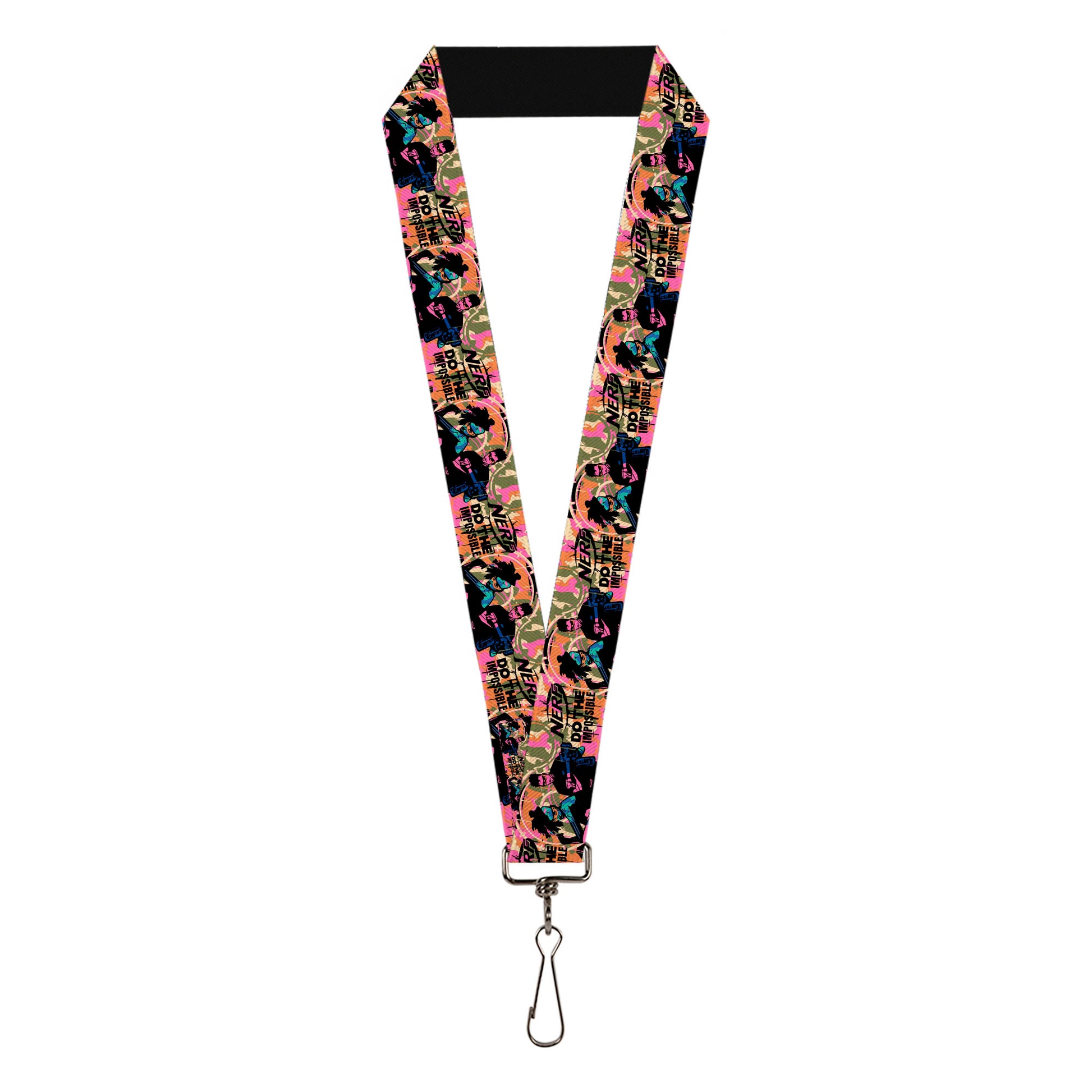 Lanyard - 1.0" - NERF DO THE IMPOSSIBLE Players Pose Multi Color/Black Lanyards Nerf