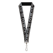 Lanyard - 1.0" - HEMI Bold Outline 392 426 Black Silver-Fade Lanyards Hemi