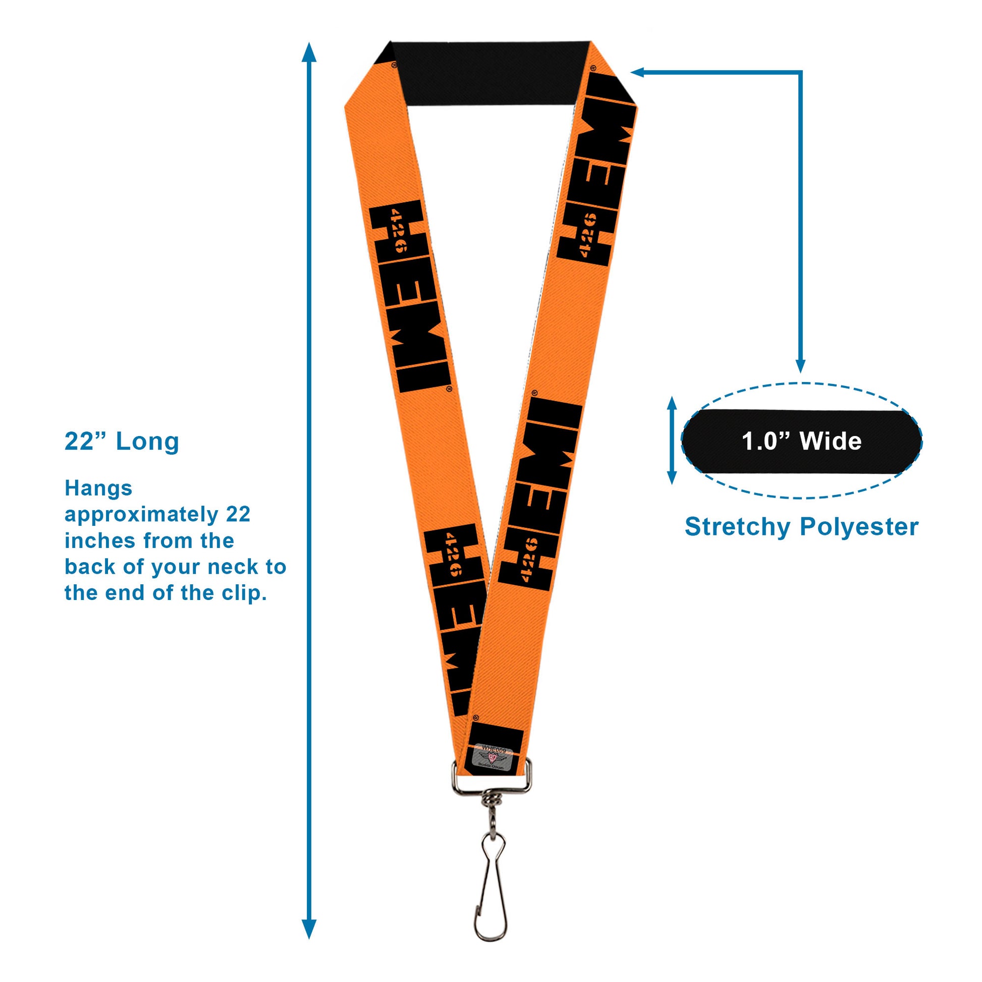 Lanyard - 1.0" - HEMI 426 Logo Repeat Orange Black Lanyards Hemi