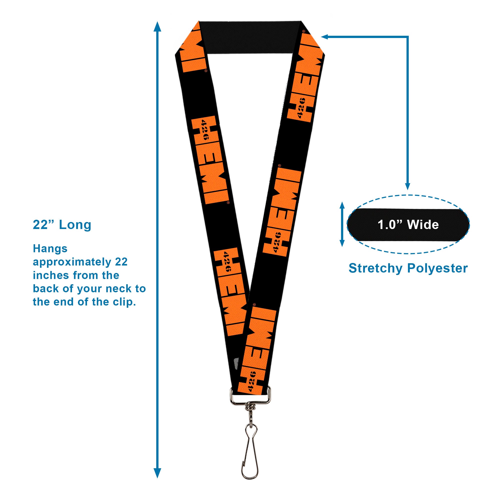 Lanyard - 1.0" - HEMI 426 Logo Repeat Black Orange Lanyards Hemi