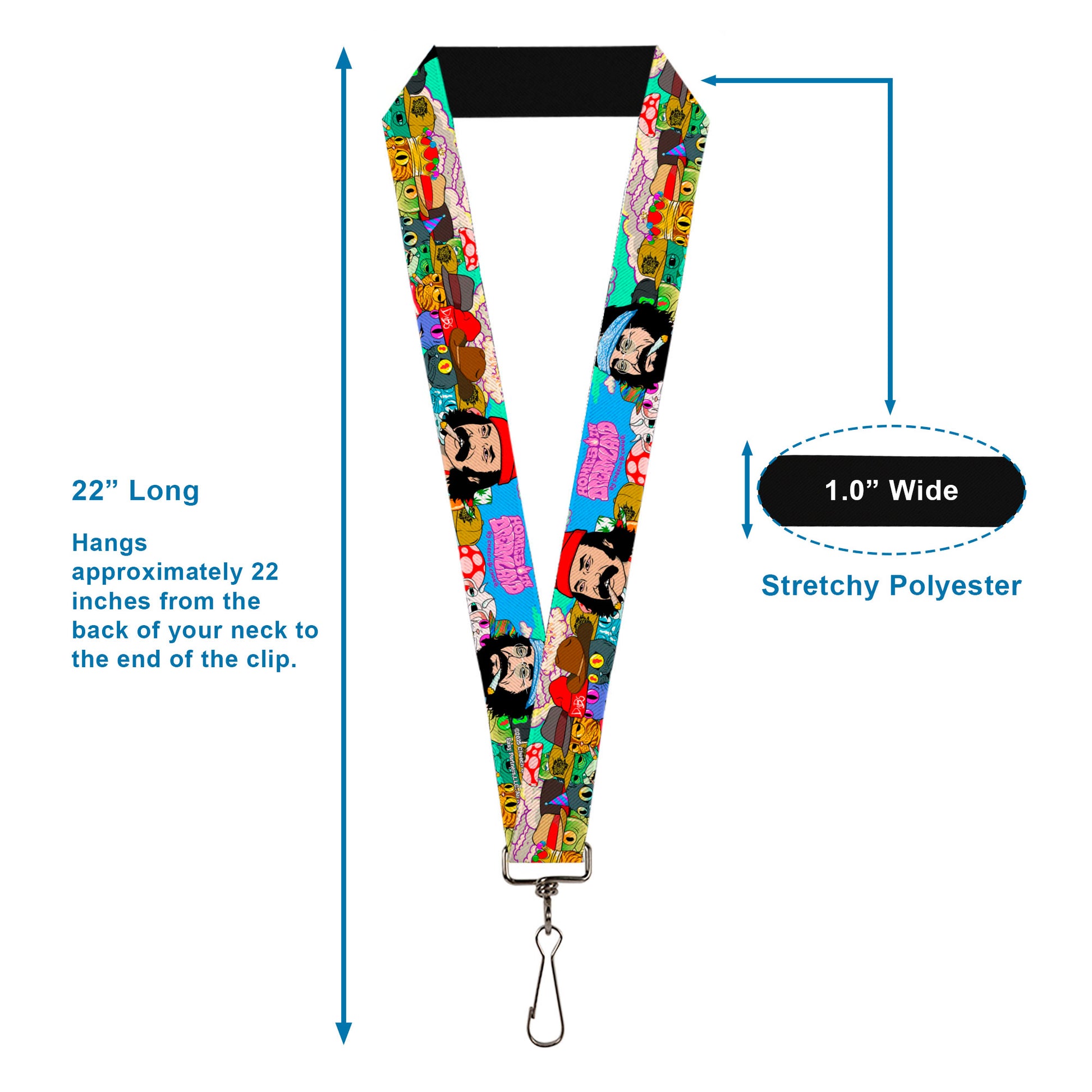 Lanyard - 1.0" - HOMIES IN DREAMLAND Title Logo Cheech and Chong with Homies Characters Blue Lanyards Homies in Dreamland by Cheech & Chong