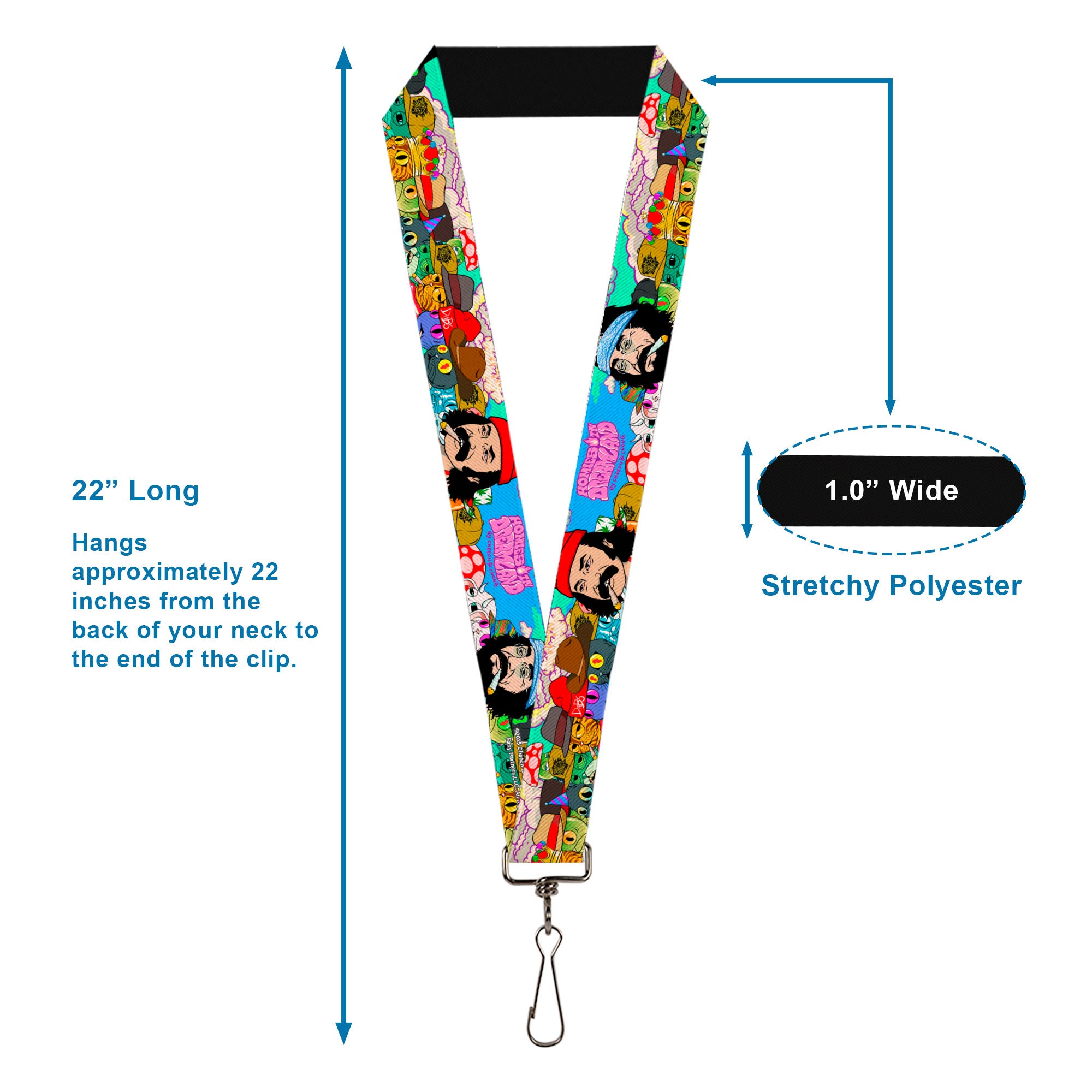 Lanyard - 1.0" - HOMIES IN DREAMLAND Title Logo Cheech and Chong with Homies Characters Blue Lanyards Homies in Dreamland by Cheech & Chong