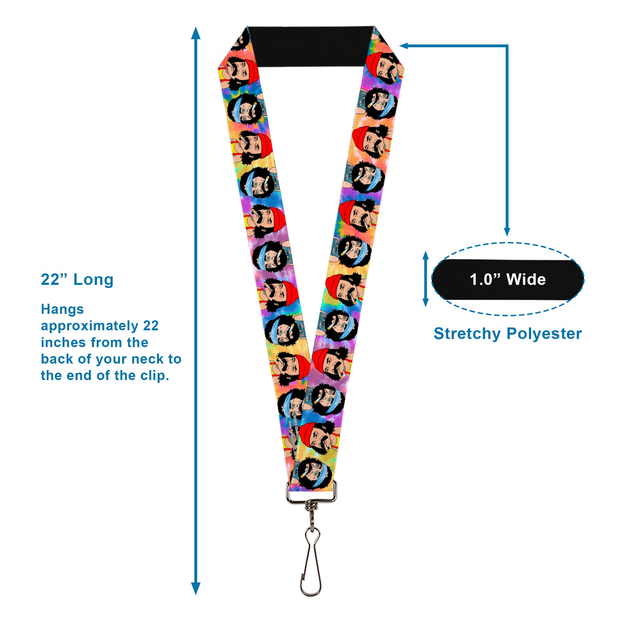 Lanyard - 1.0" - Homies in Dreamland Cheech and Chong Pose Flip Tie Dye Multi Color Lanyards Homies in Dreamland by Cheech & Chong