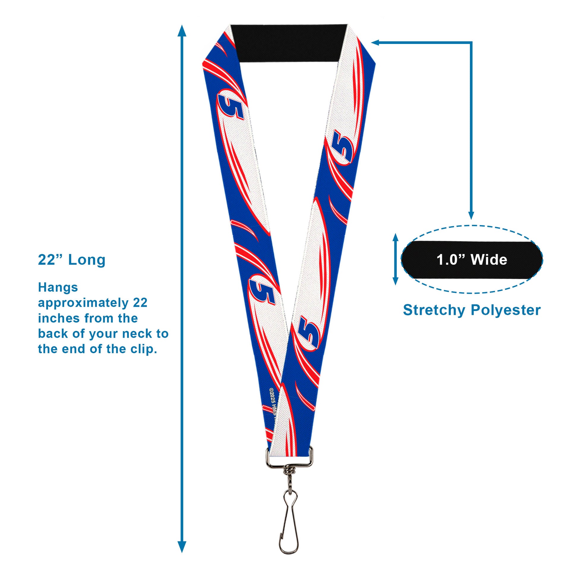 Lanyard - 1.0" - Kyle Larson #5 Car Scheme White/Blue/Red Lanyards Hendrick Motorsports