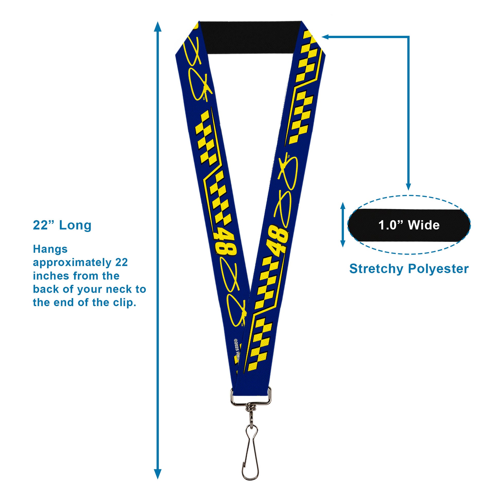 Lanyard - 1.0" - Jimmie Johnson #48 Autograph Checker Blue/Yellow Lanyards Hendrick Motorsports