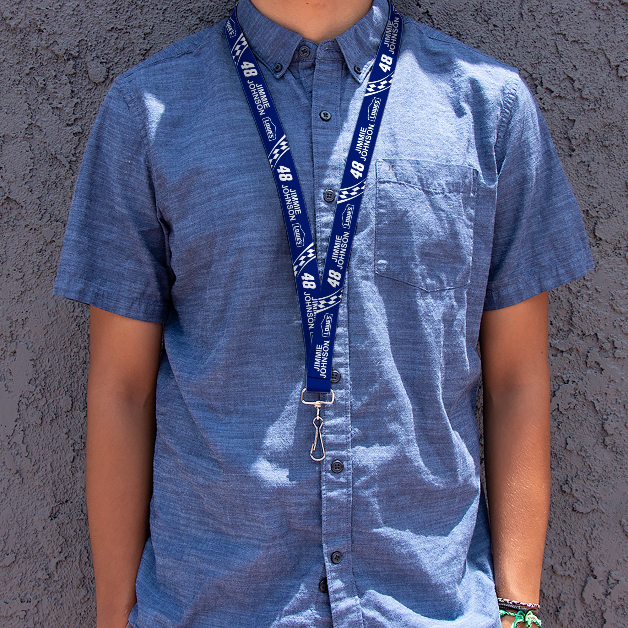 Lanyard - 1.0" - JIMMIE JOHNSON #48 LOWE'S Logo Checker Blue/White Lanyards Hendrick Motorsports