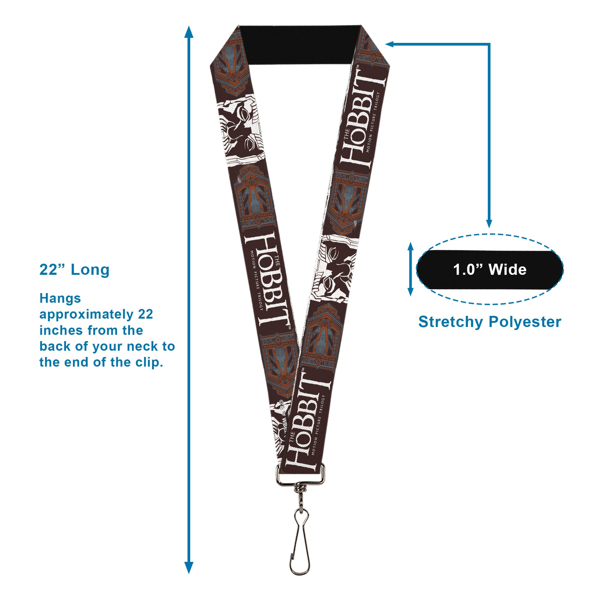 Lanyard - 1.0" - THE HOBBIT MOTION PICTURE TRILOGY Icon and Title Logo Brown/White Lanyards The Hobbit