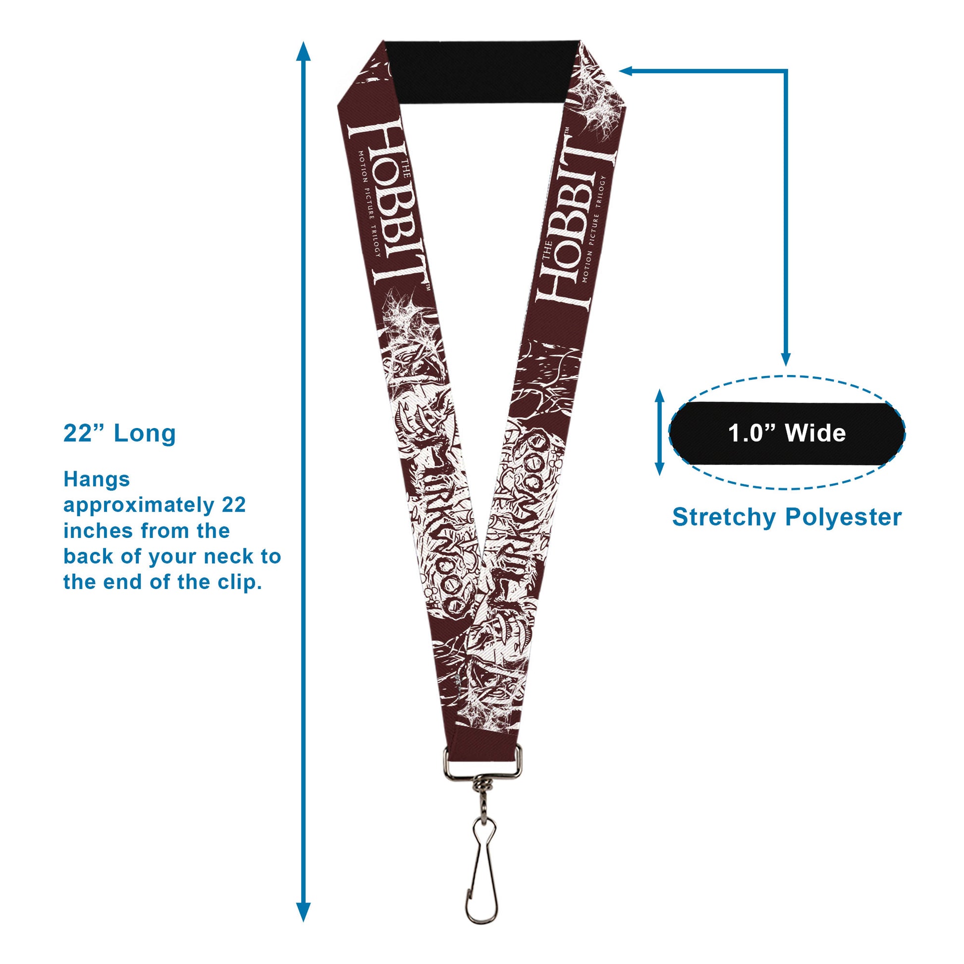 Lanyard - 1.0" - THE HOBBIT TRILOGY Title Logo and MIRKWOOD Text Brown/White Lanyards The Hobbit