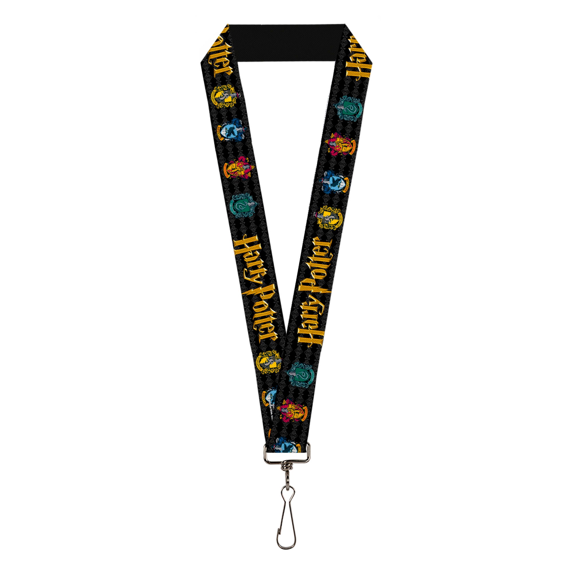 Lanyard - 1.0" - HARRY POTTER Hufflepuff Ravenclaw Gryffindor Slytherin Coat of Arms Black Lanyards Harry Potter