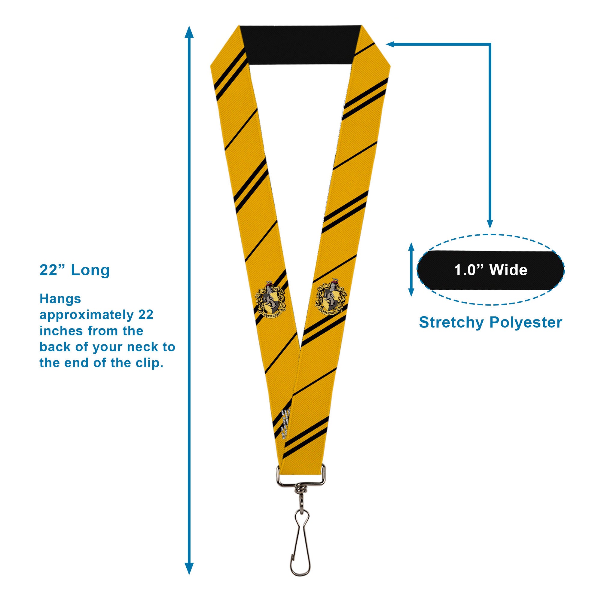 Lanyard - 1.0" - HUFFLEPUFF Crest Stripe Yellow Black Lanyards Harry Potter