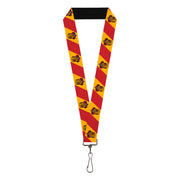 Lanyard - 1.0" - GRYFFINDOR Crest Diagonal Stripe Gold Red Lanyards Harry Potter