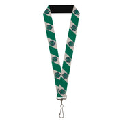 Lanyard - 1.0" - SLYTHERIN Crest Diagonal Stripe Gray Green Lanyards Harry Potter