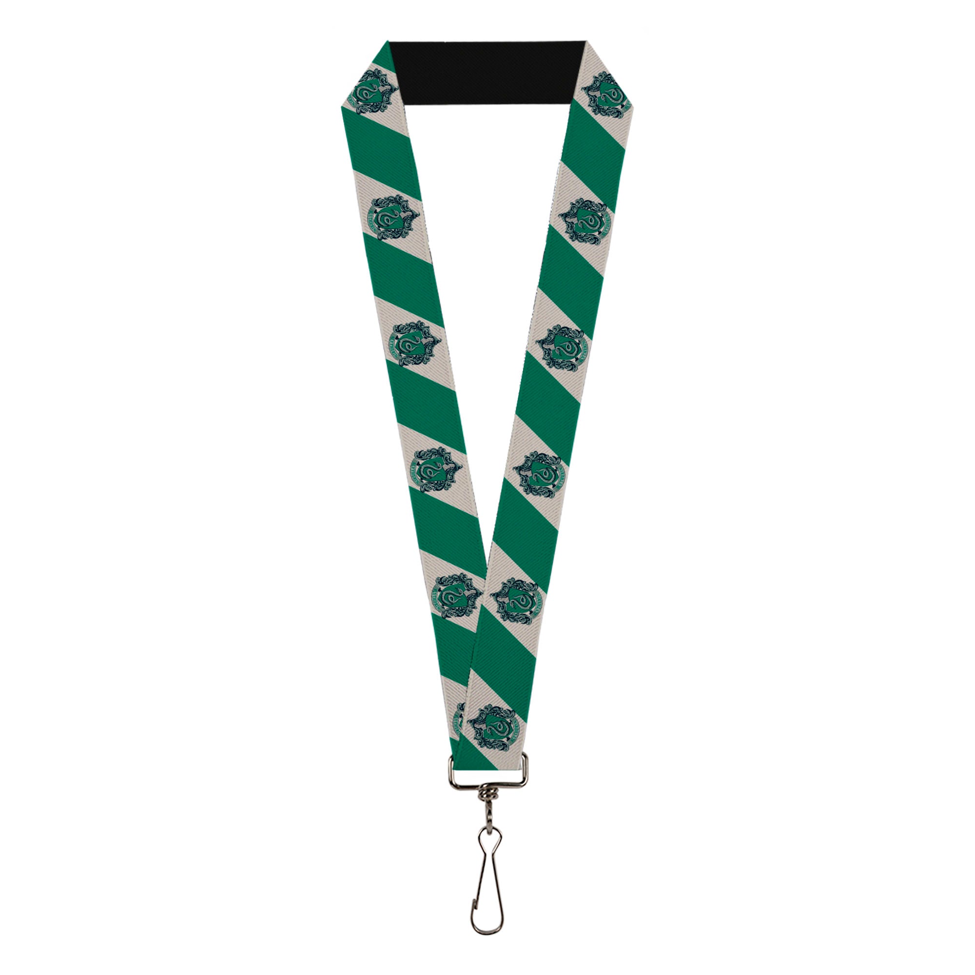 Lanyard - 1.0" - SLYTHERIN Crest Diagonal Stripe Gray Green Lanyards Harry Potter