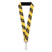 Lanyard - 1.0" - HUFFLEPUFF Crest Diagonal Stripe Charcoal Gray Yellow Lanyards Harry Potter