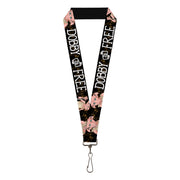 Lanyard - 1.0" - DOBBY IS FREE 3-Dobby Poses Star Swirls Black Gold White Lanyards Harry Potter