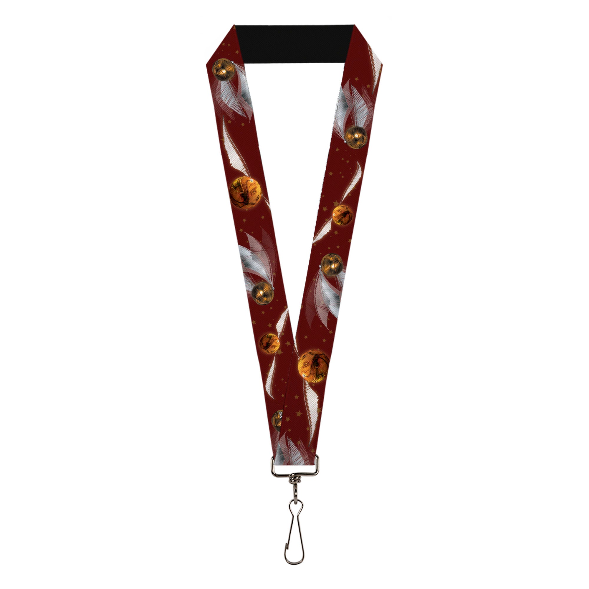 Lanyard - 1.0" - Flying Quidditch Ball Stars Burgundy Gold Lanyards Harry Potter