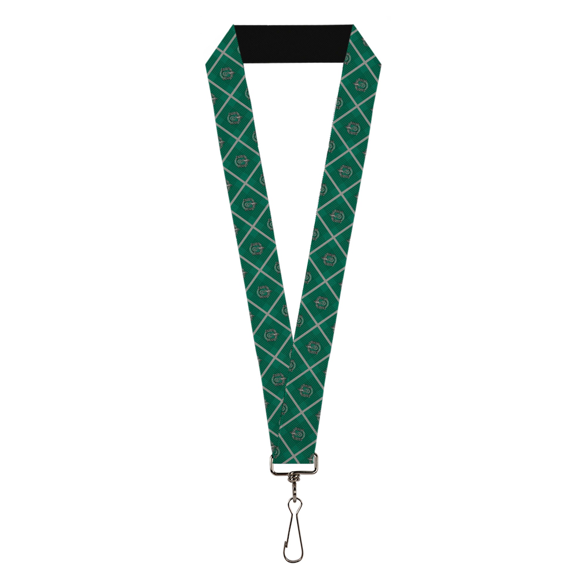 Lanyard - 1.0" - Harry Potter Slytherin Crest Plaid Greens Gray Lanyards Harry Potter