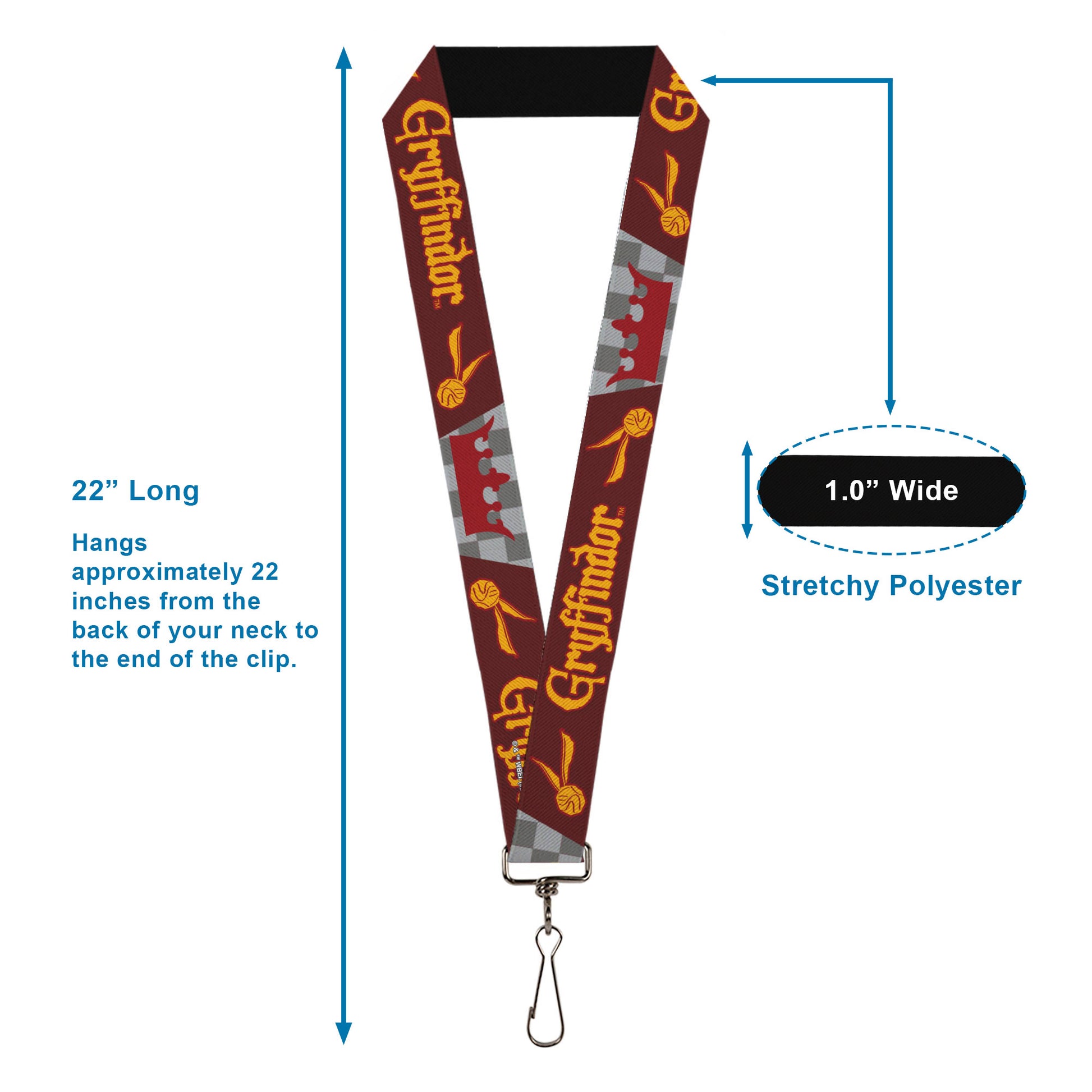Lanyard - 1.0" - Harry Potter GRYFFINDOR Quiditch Ball Crown Burgundy Red Golds Grays Lanyards Harry Potter