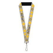 Lanyard - 1.0" - Harry Potter HUFFLEPUFF Stars Argyle Plaid Gray Gold Browns Lanyards Harry Potter