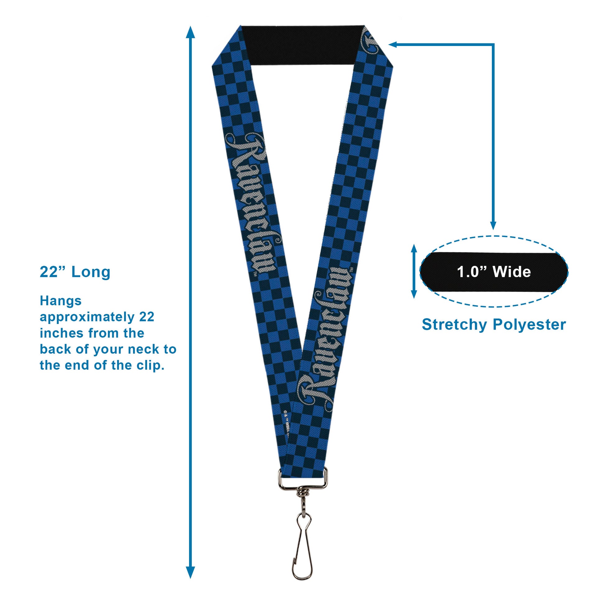 Lanyard - 1.0" - Harry Potter RAVENCLAW Checker Blues Grays Lanyards Harry Potter