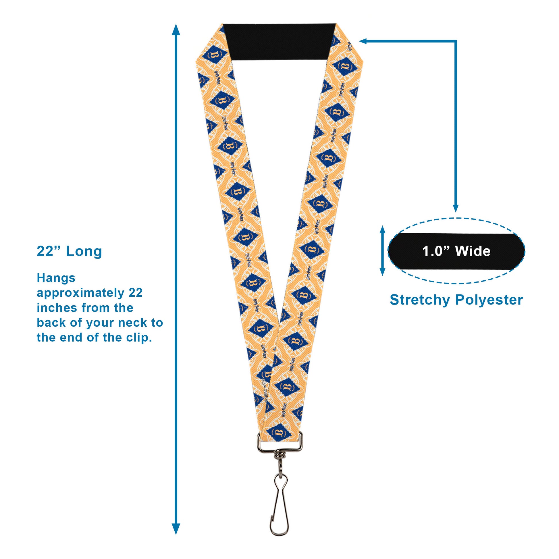 Lanyard - 1.0" - HARRY POTTER Butterbeer Diamond Logo White/Yellow/Blue Lanyards Harry Potter