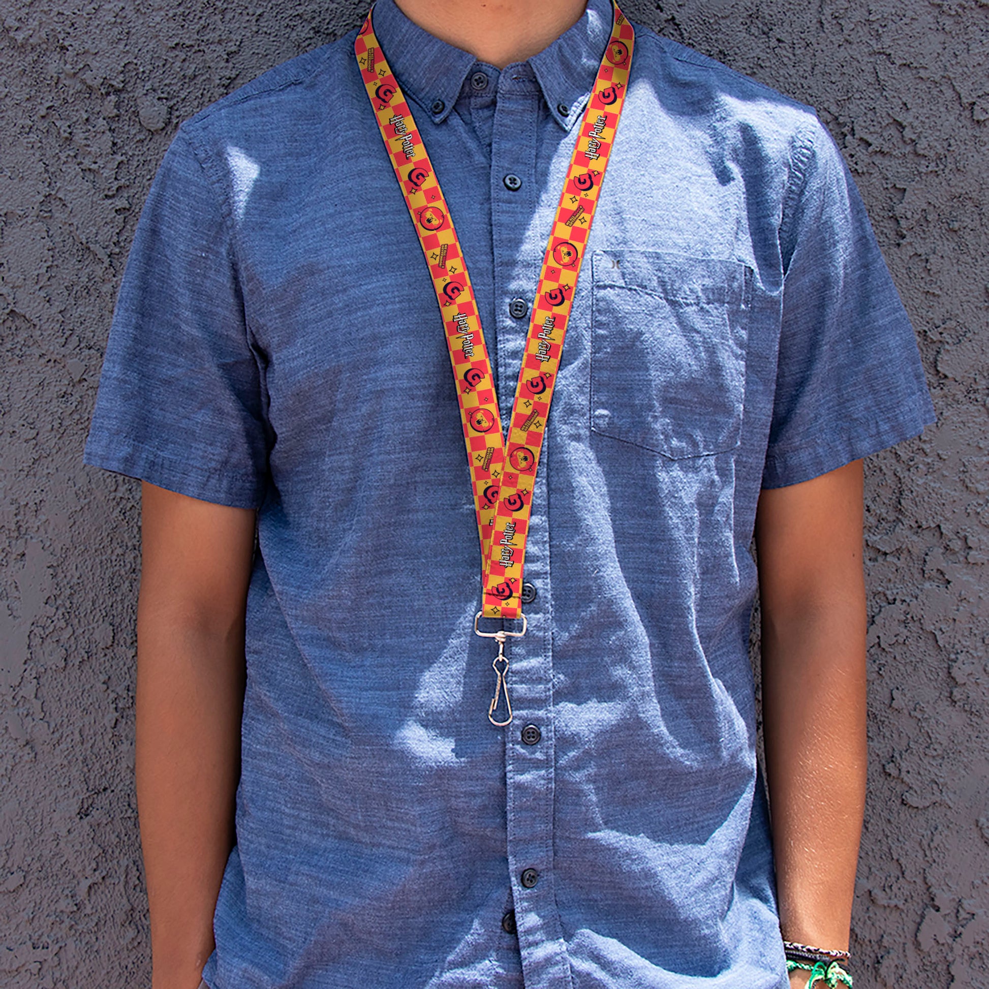 Lanyard - 1.0" - Harry Potter Gryffindor Icons Checker Yellow/Red Lanyards Harry Potter