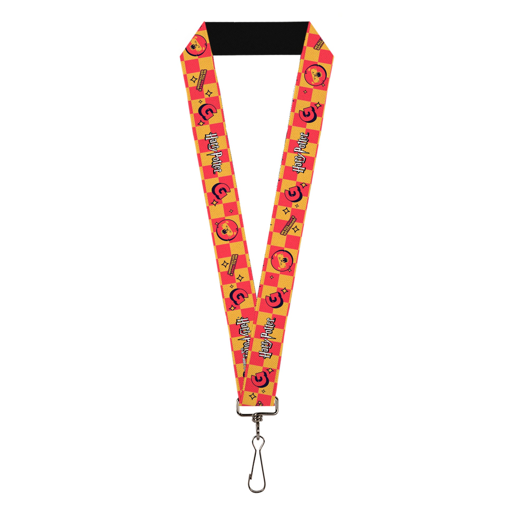 Lanyard - 1.0" - Harry Potter Gryffindor Icons Checker Yellow/Red Lanyards Harry Potter