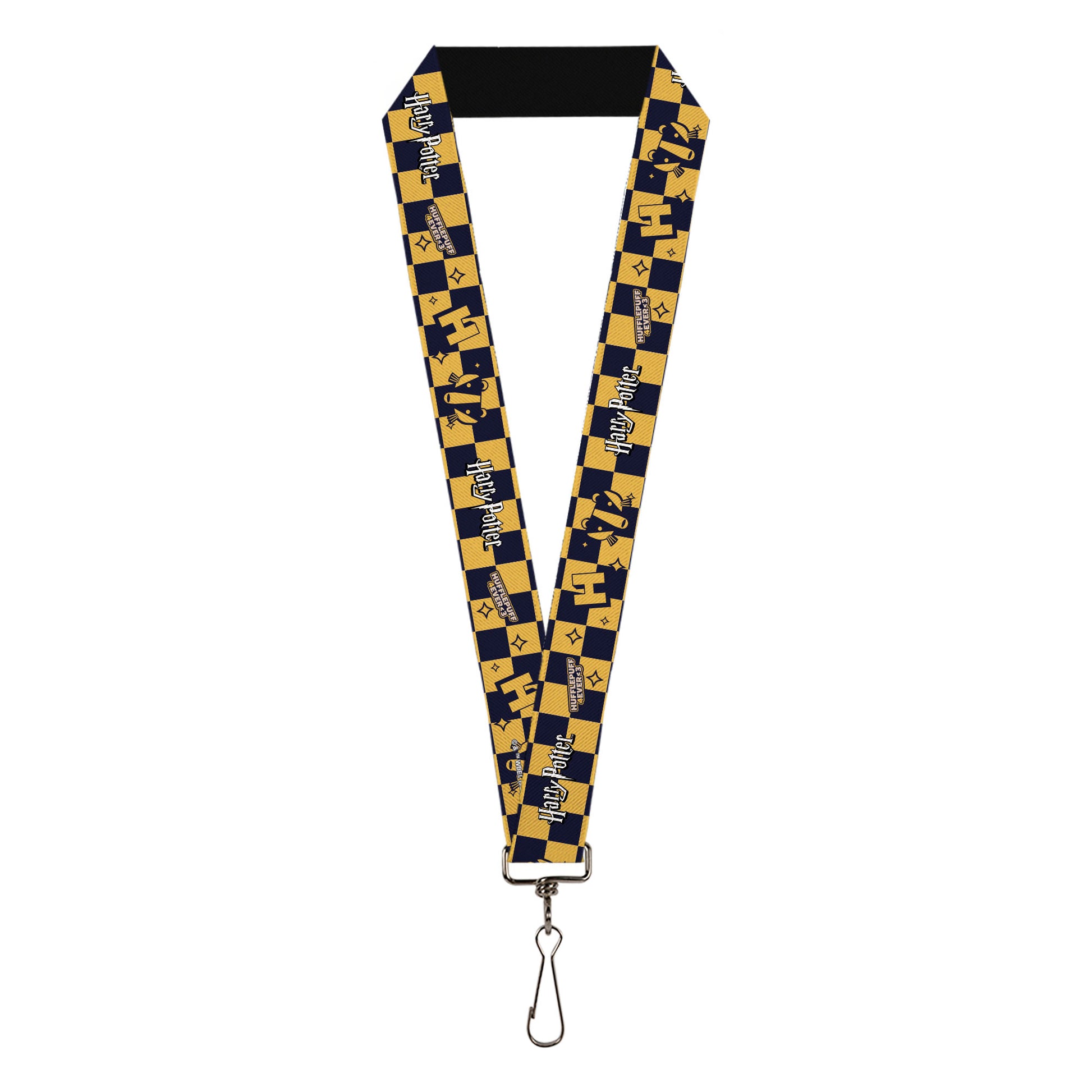 Lanyard - 1.0" - Harry Potter Hufflepuff Icons Checker Yellow/Navy Lanyards Harry Potter