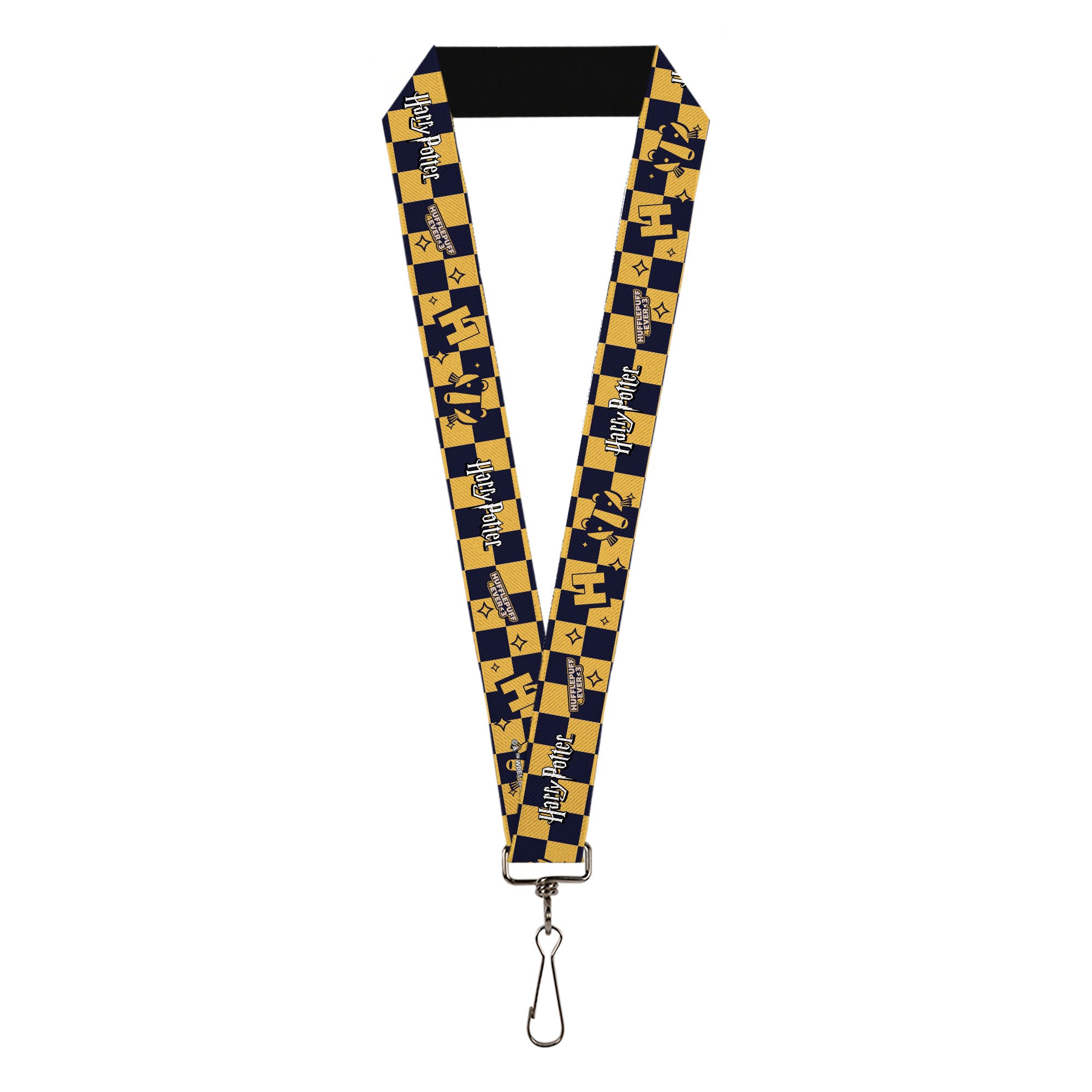 Lanyard - 1.0" - Harry Potter Hufflepuff Icons Checker Yellow/Navy Lanyards Harry Potter