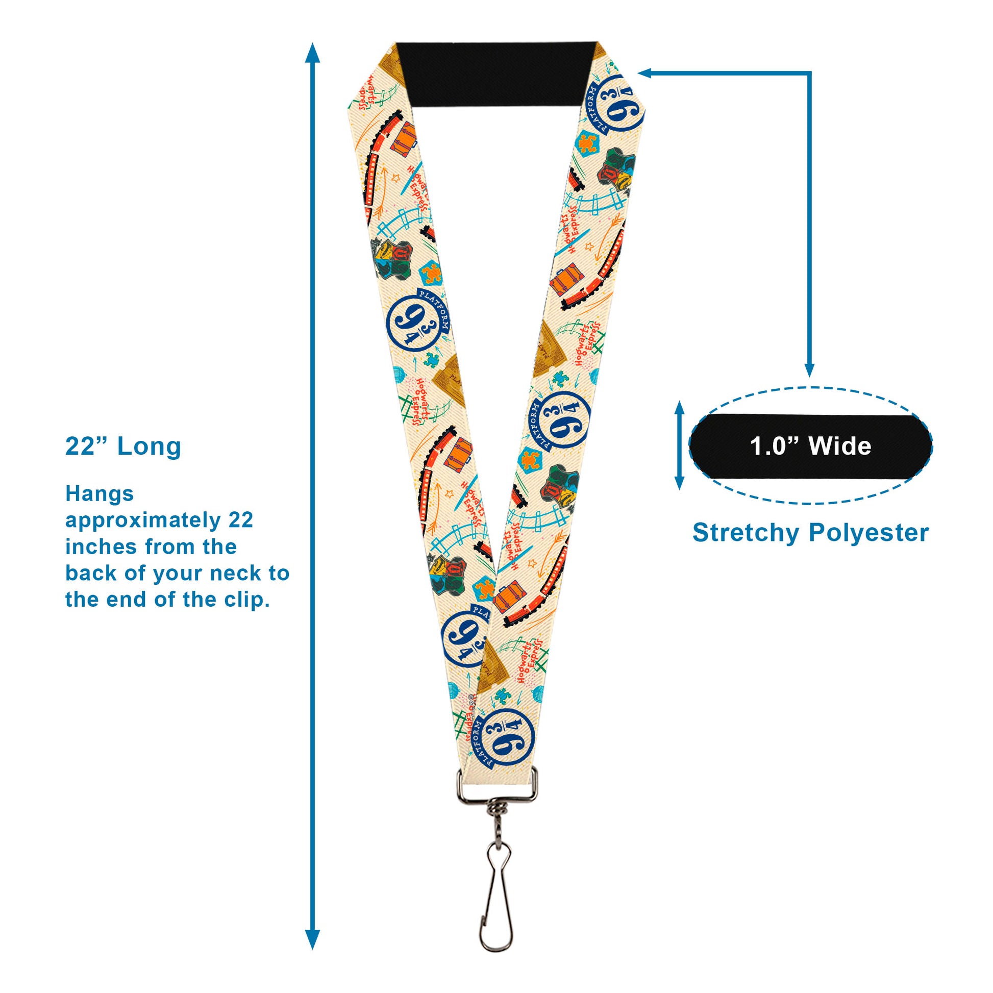 Lanyard - 1.0" - Harry Potter HOGWARTS EXPRESS Icons Collage Beige/Multi Color Lanyards Harry Potter