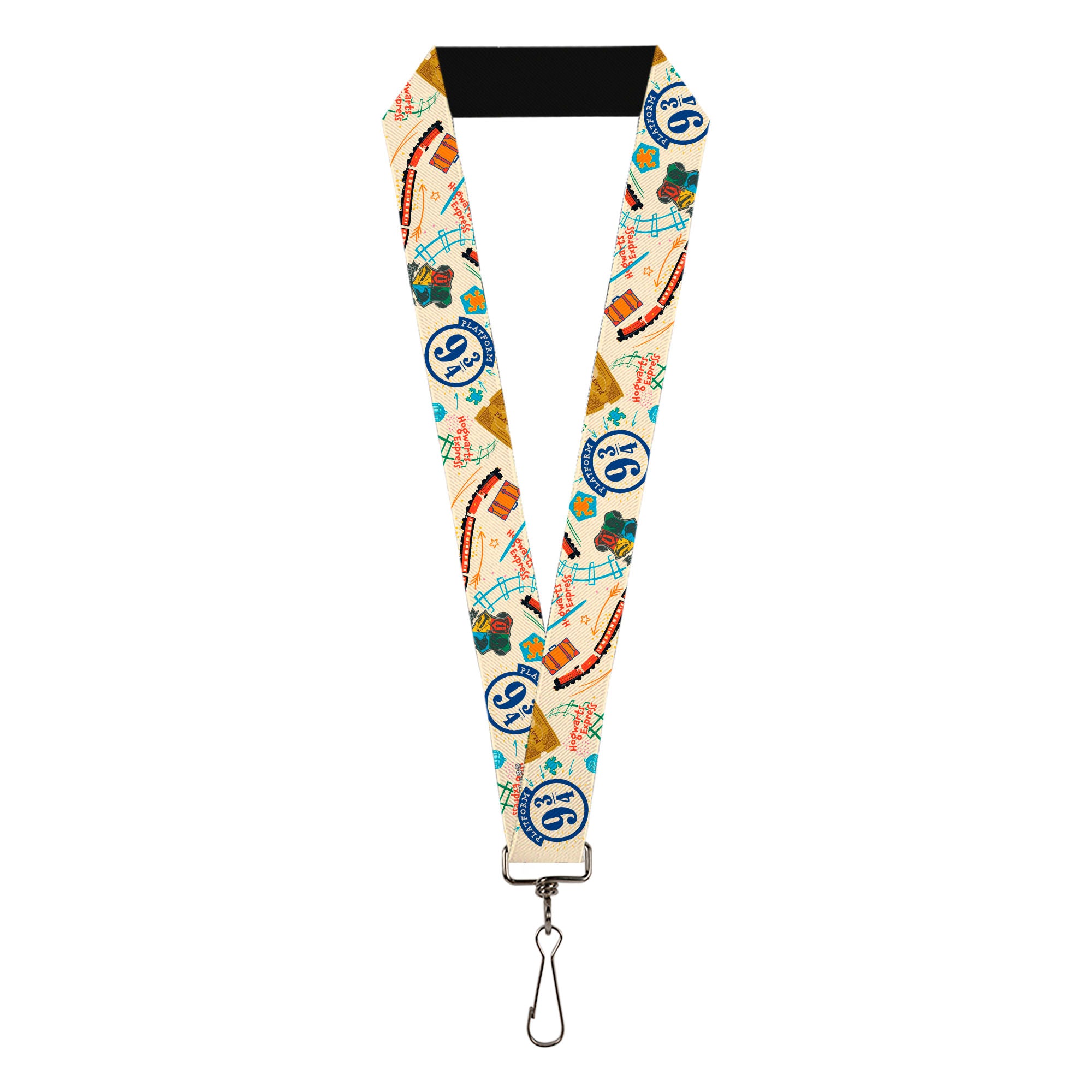 Lanyard - 1.0" - Harry Potter HOGWARTS EXPRESS Icons Collage Beige/Multi Color Lanyards Harry Potter