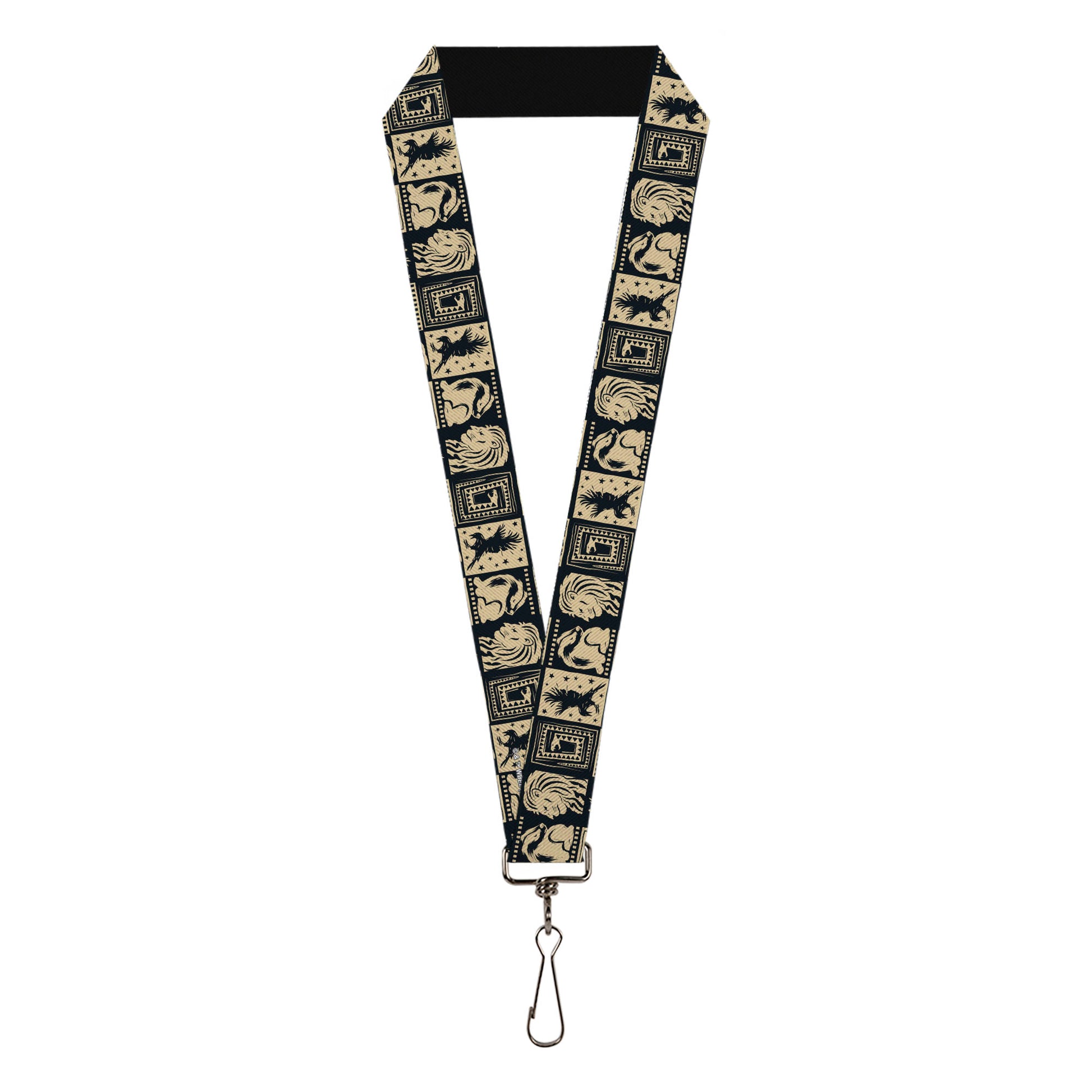 Lanyard - 1.0" - Harry Potter Hogwarts House Patch Blocks Tan/Black Lanyards Harry Potter