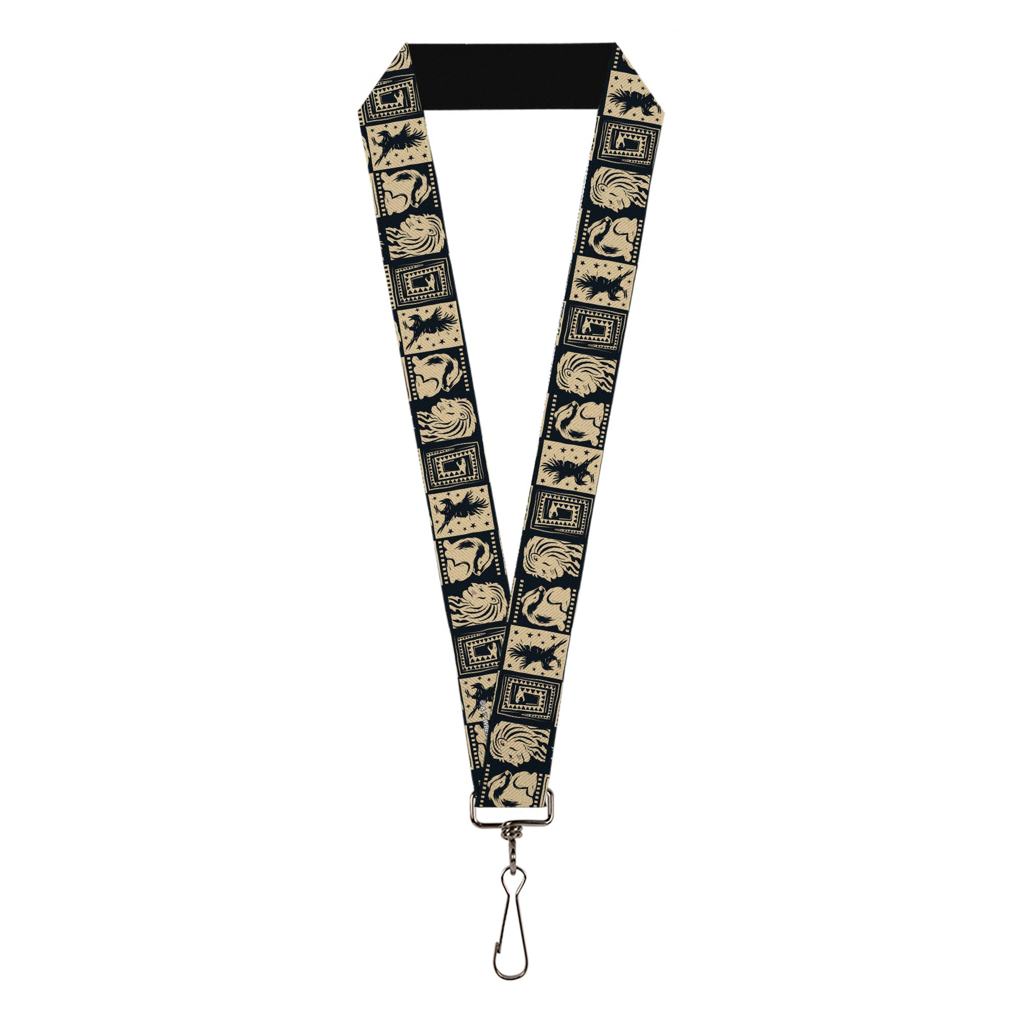 Lanyard - 1.0" - Harry Potter Hogwarts House Patch Blocks Tan/Black Lanyards Harry Potter