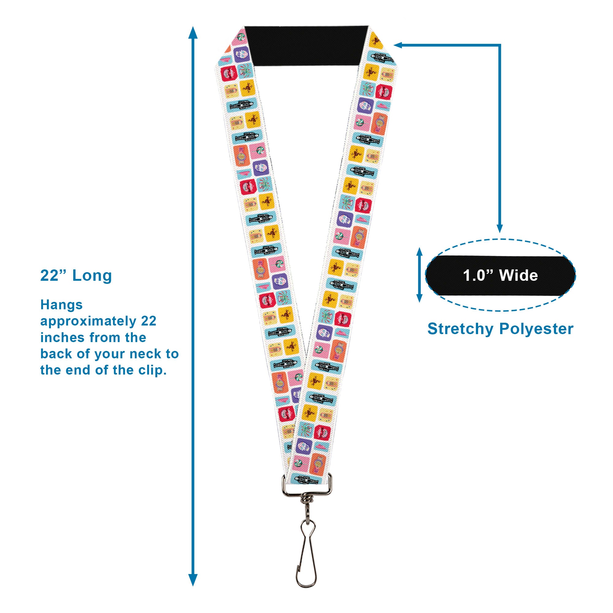 Lanyard - 1.0" - Harry Potter Honeydukes Icons Collage White/Multi Color Lanyards Harry Potter