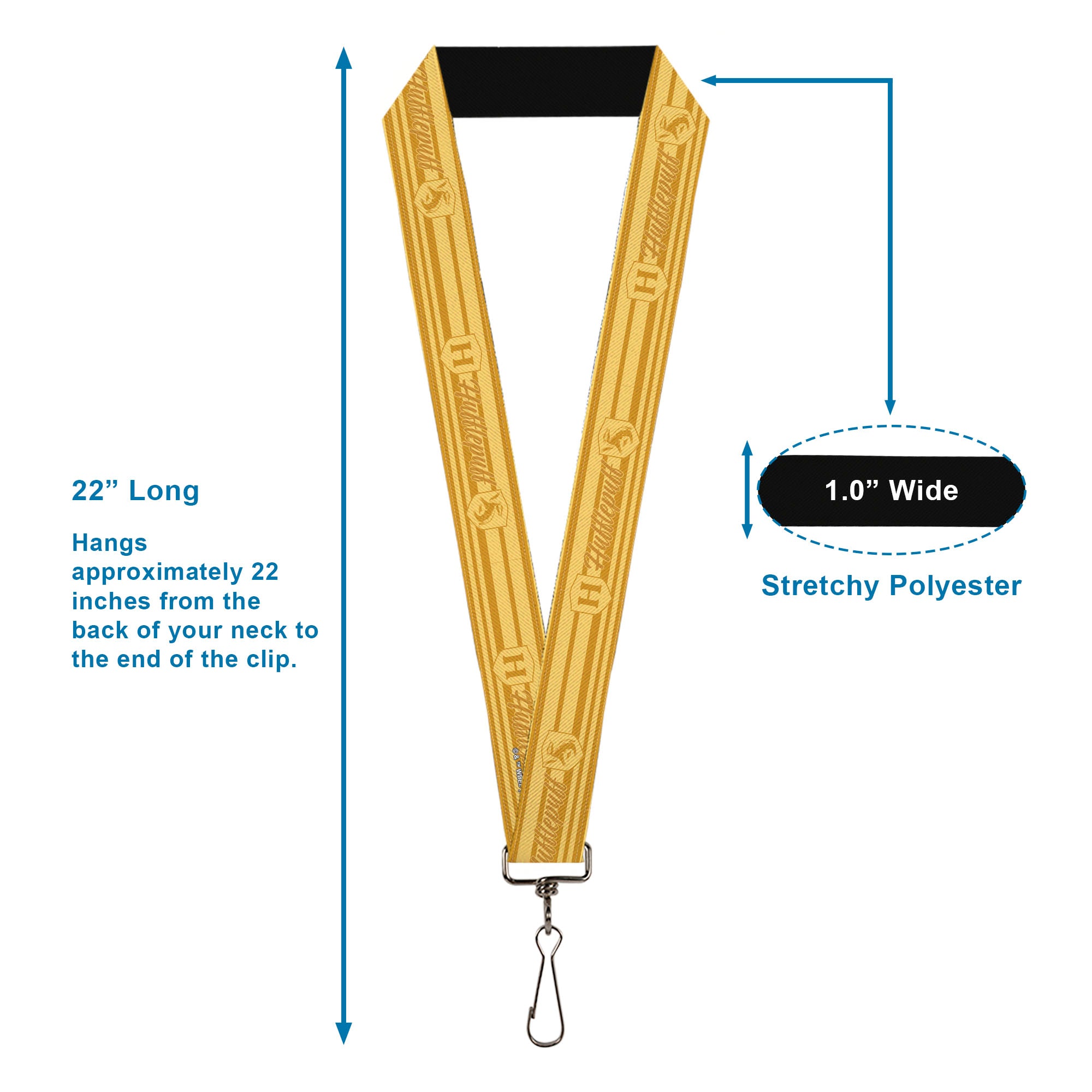 Lanyard - 1.0" - Harry Potter Hufflepuff House Champion Icons Stripe Yellows Lanyards Harry Potter