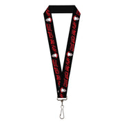 Lanyard - 1.0" - It Chapter Two Pennywise Face COME BACK AND PLAY Black/Reds Lanyards IT