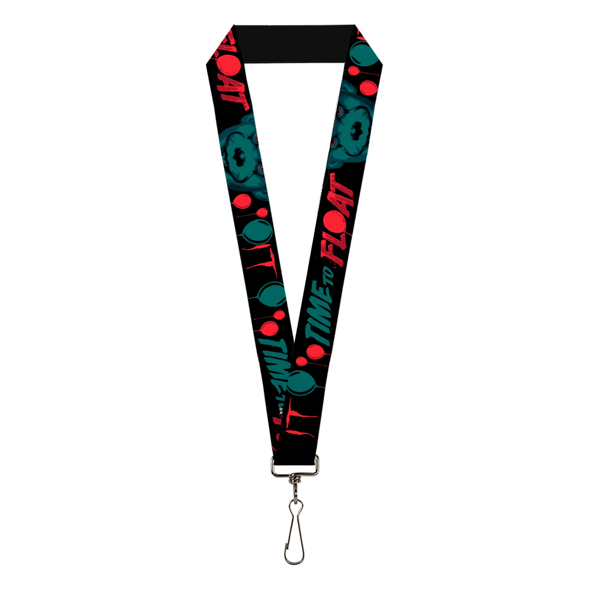 Lanyard - 1.0" - IT Pennywise Face and Balloons TIME TO FLOAT Black/Blues/Reds Lanyards IT