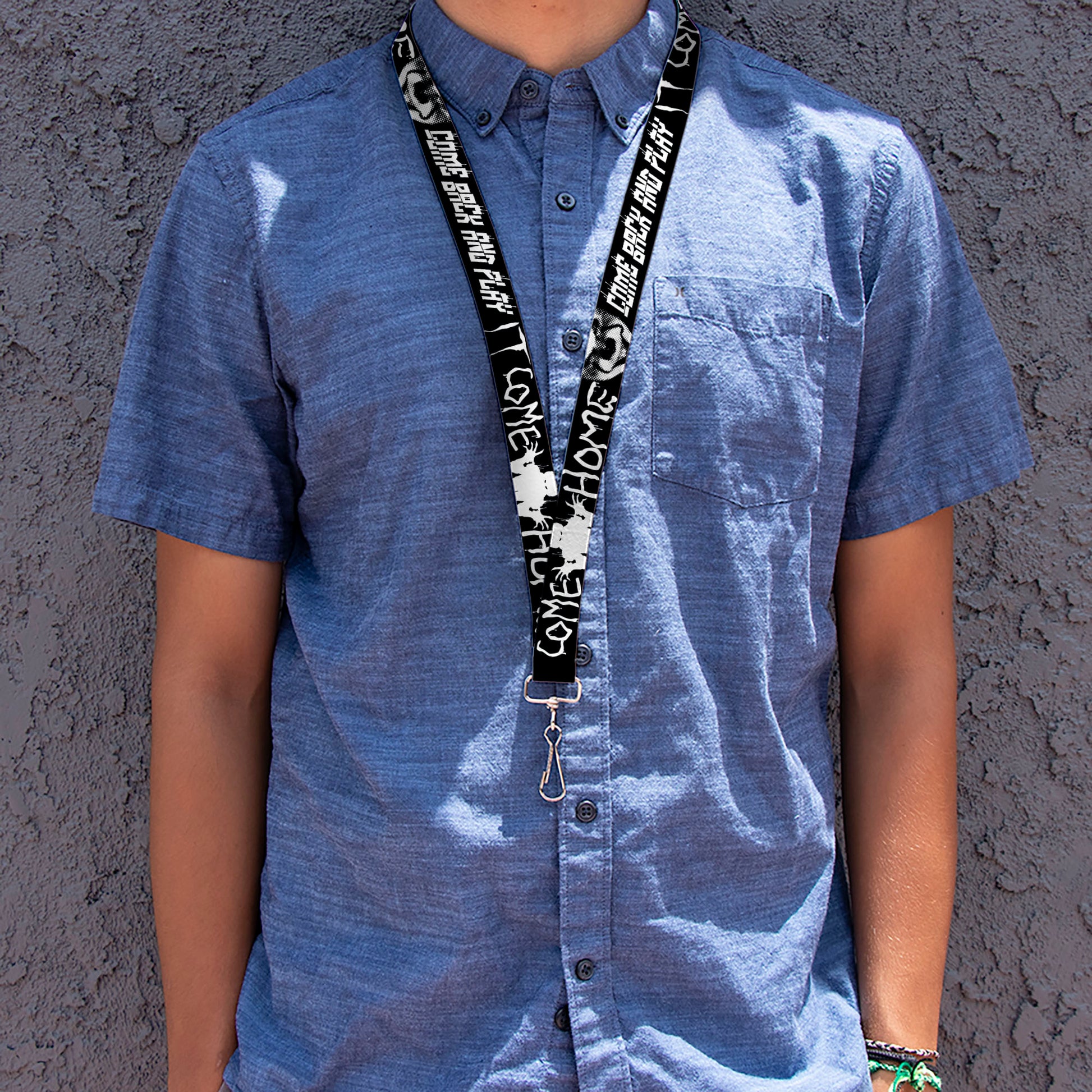 Lanyard - 1.0" - IT Pennywise Face Close-Up COME HOME-COME BACK AND PLAY Black/White Lanyards IT