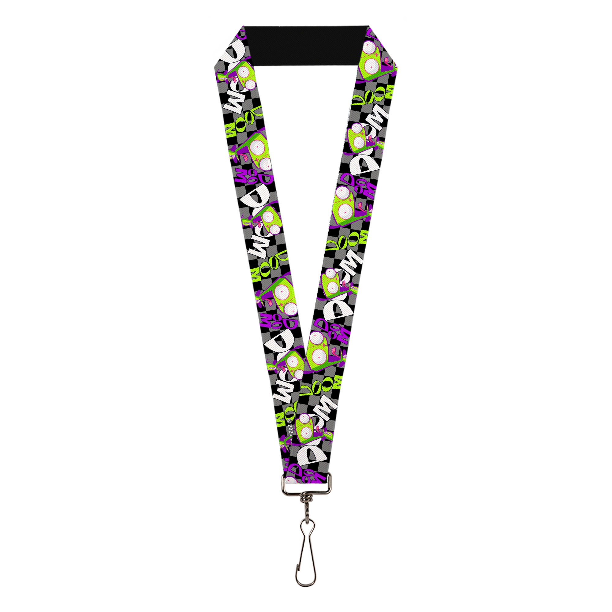 Lanyard - 1.0" - Invader Zim GIR DOOM Pose Checker Black/Gray Lanyards Invader Zim