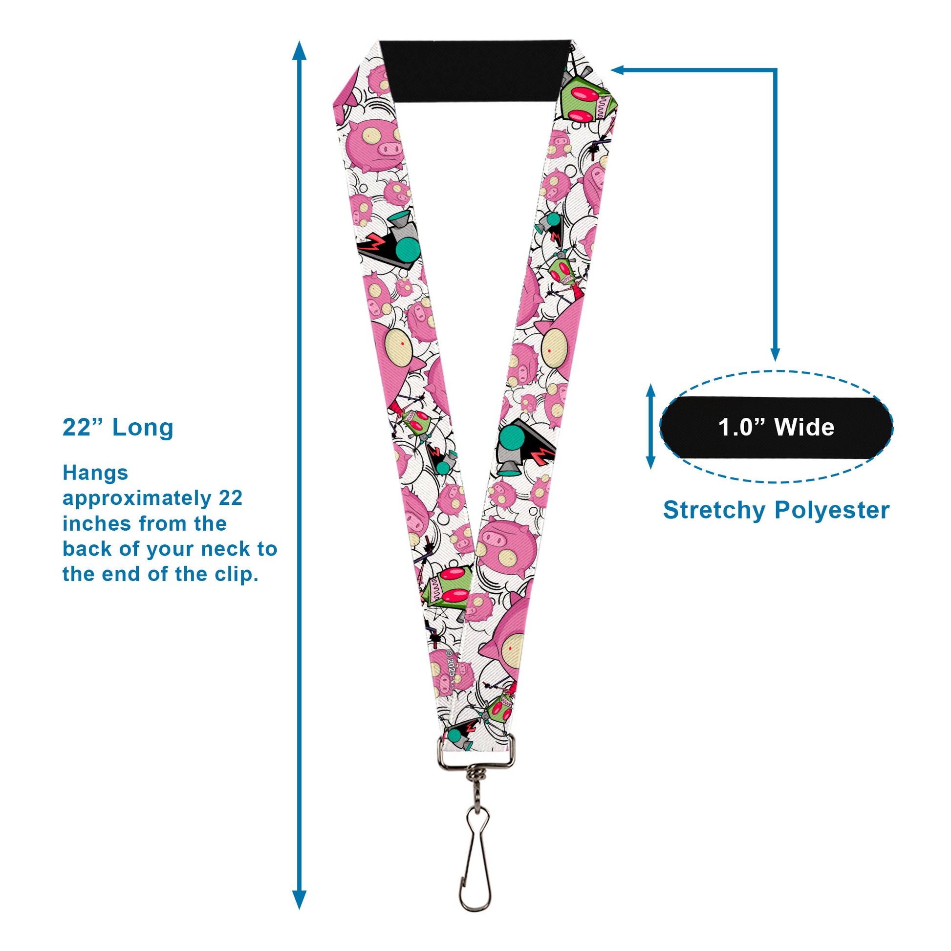 Lanyard - 1.0" - Invader Zim GIR and Piggy Doddles White/Black Lanyards Invader Zim