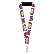 Lanyard - 1.0" - INVADER ZIM Title Logo and GIR Pose Close-Up White/Pinks Lanyards Invader Zim