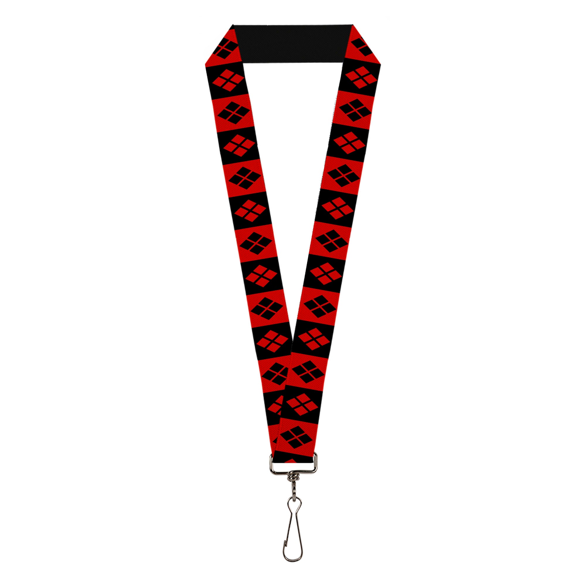 Lanyard - 1.0" - Harley Quinn Diamond Blocks Red Black Black Red Lanyards DC Comics