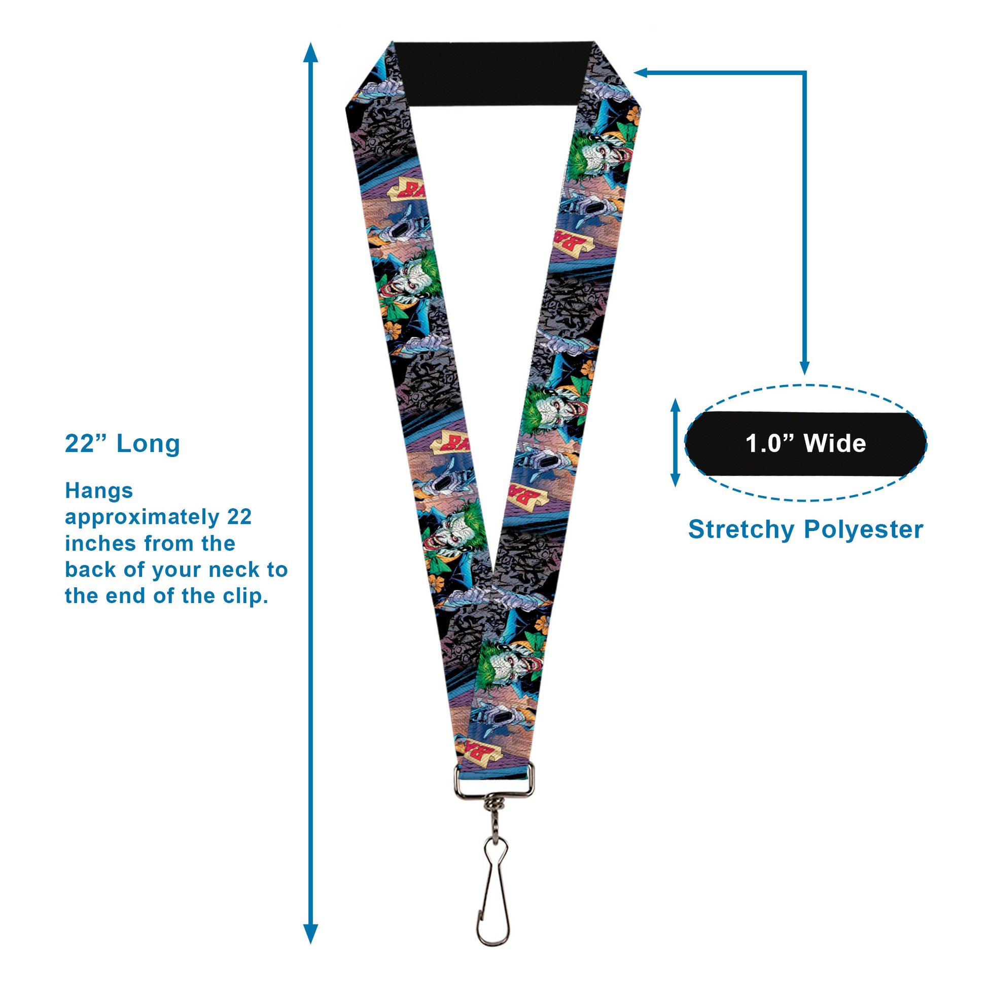 Lanyard - 1.0" - Joker BANG Gun Alley Pose CLOSE-UP Lanyards DC Comics