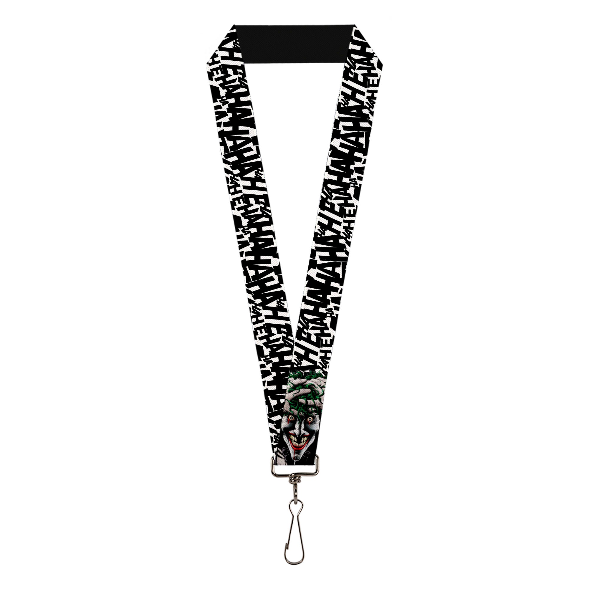 Lanyard - 1.0" - Joker The Killing Joke Holding Head Pose HAHAHA Repeat White Black Lanyards DC Comics