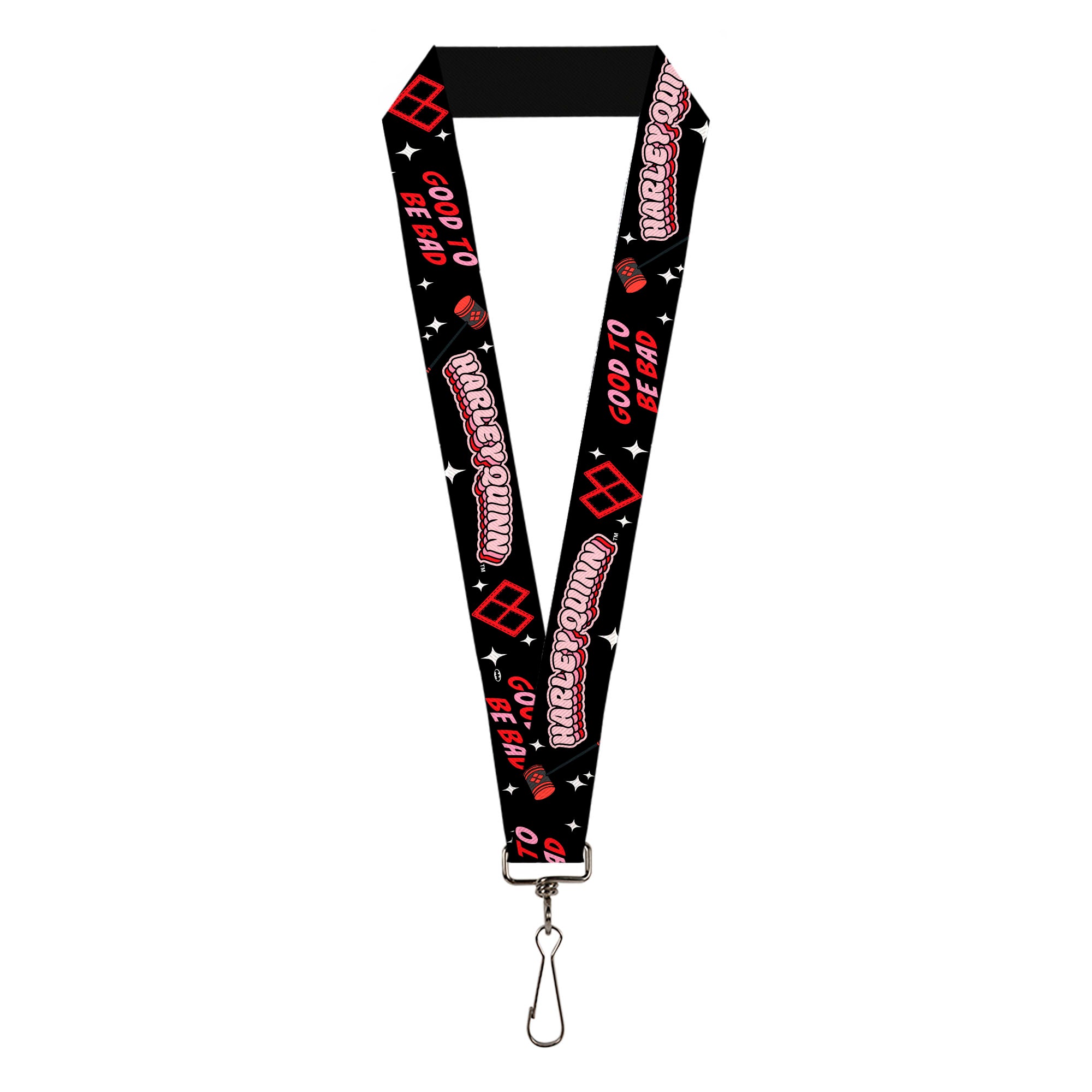 Lanyard - 1.0" - HARLEY QUINN GOOD TO BE BAD Collage Black Red Pinks Lanyards DC Comics