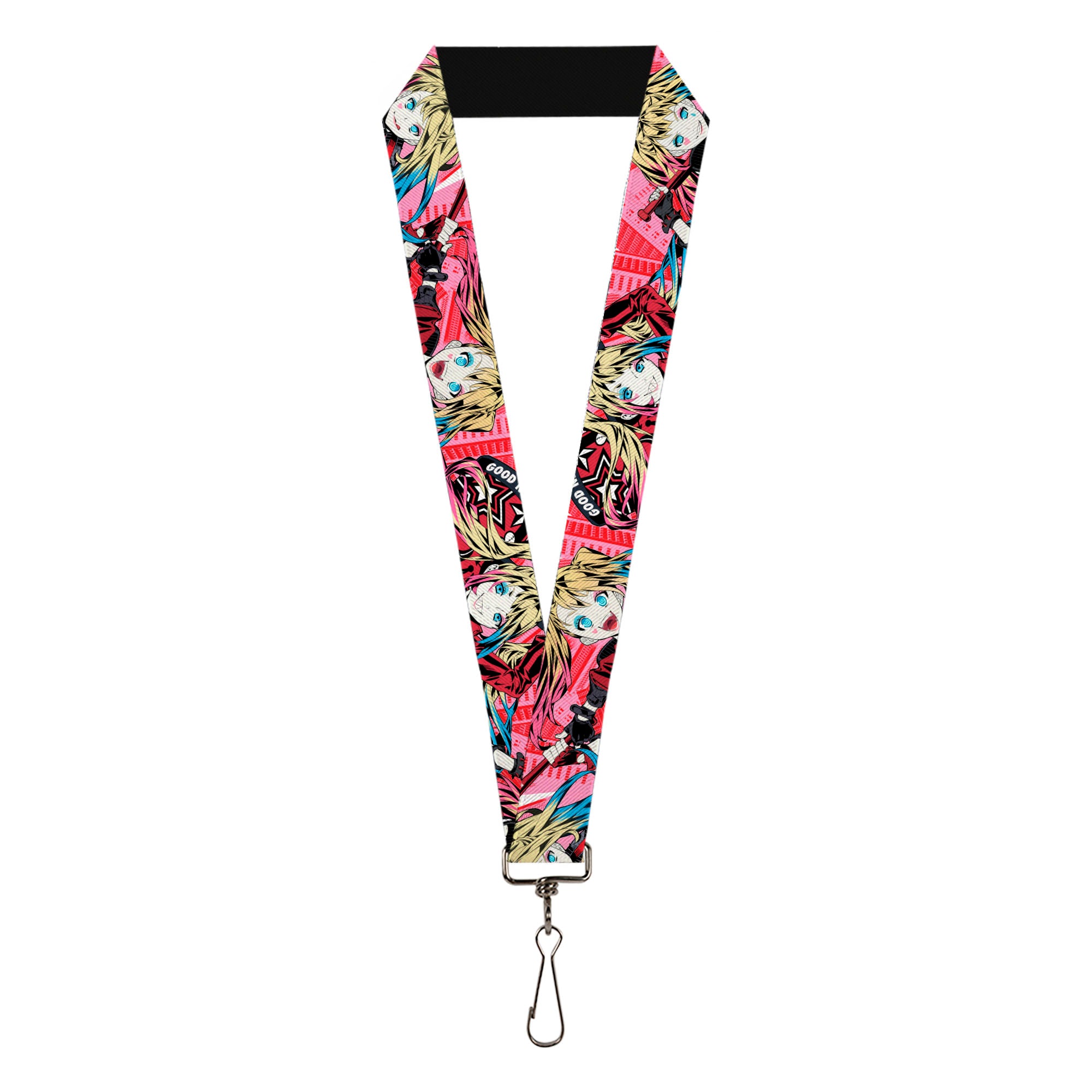 Lanyard - 1.0" - Harley Quinn Puddin Poses Anime Graphics Pink/Red Lanyards DC Comics
