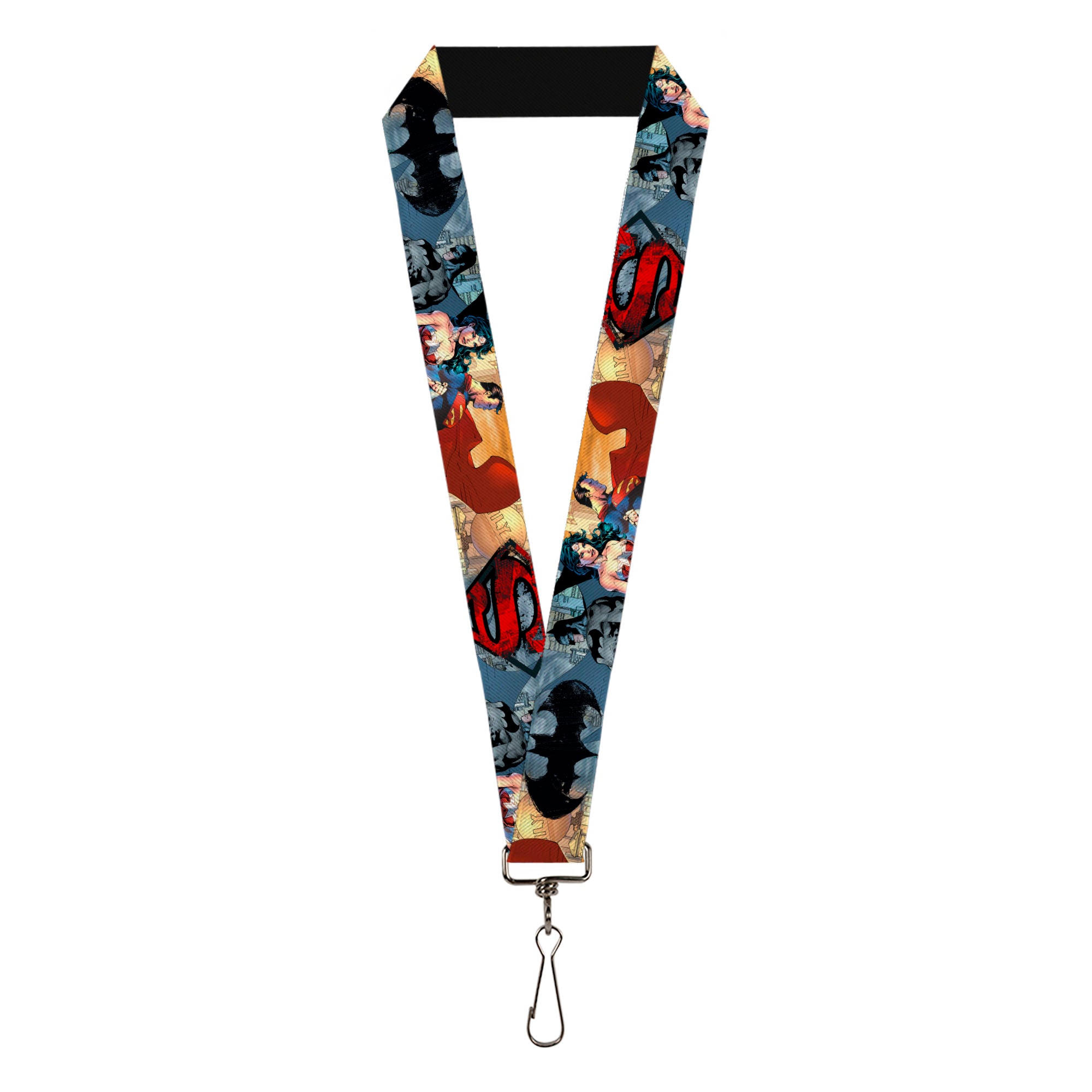 Lanyard - 1.0" - DC Comics Trinity Group-Batman Wonder Woman Superman Pose Logos Lanyards DC Comics