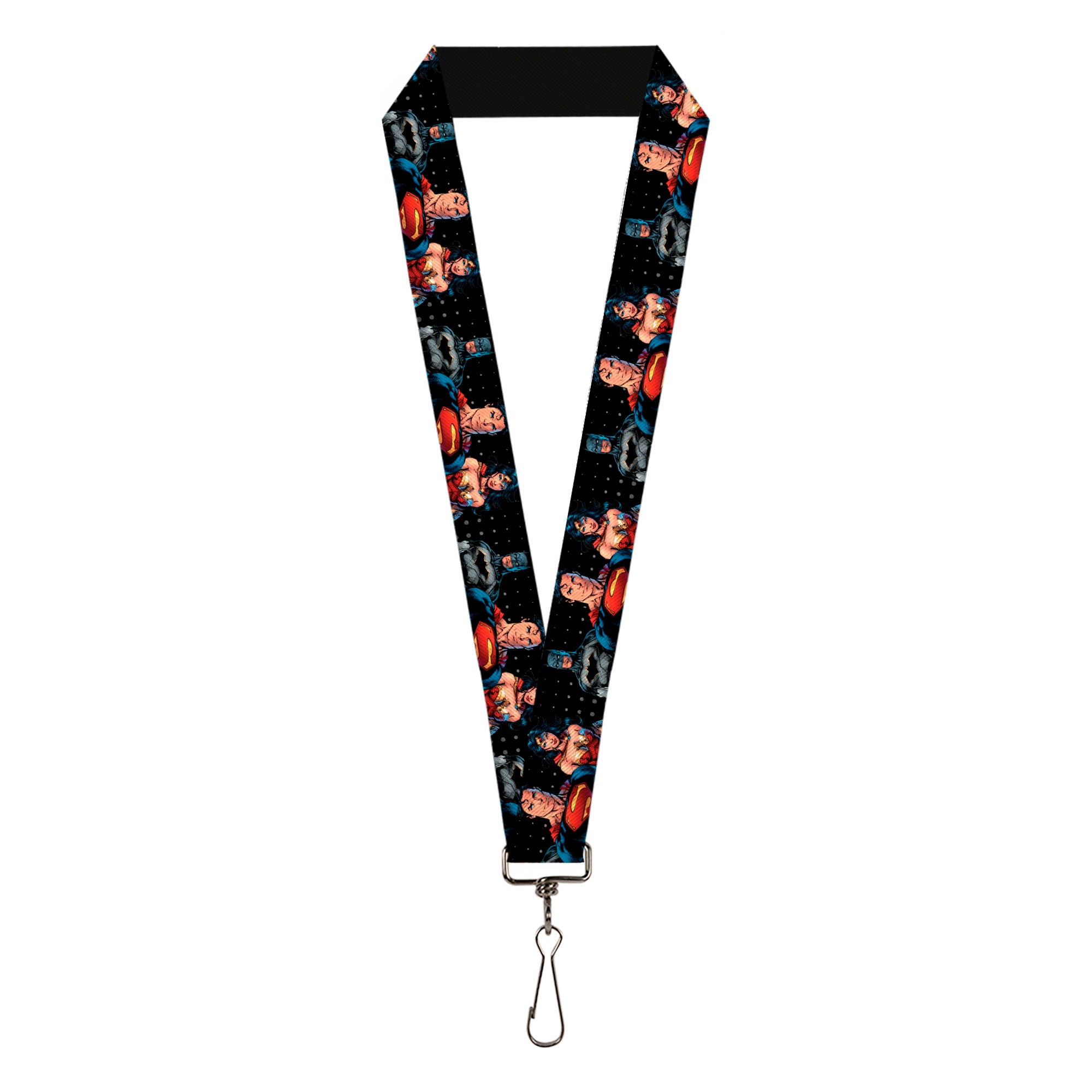 Lanyard - 1.0" - DC Rebirth Justice League Trinity Group Pose Halftone Dots Black Gray Lanyards DC Comics