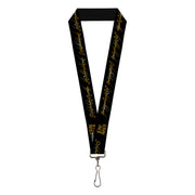 Lanyard - 1.0" - THE LORD OF THE RINGS One Ring Inscription Black Gold Lanyards The Lord of the Rings