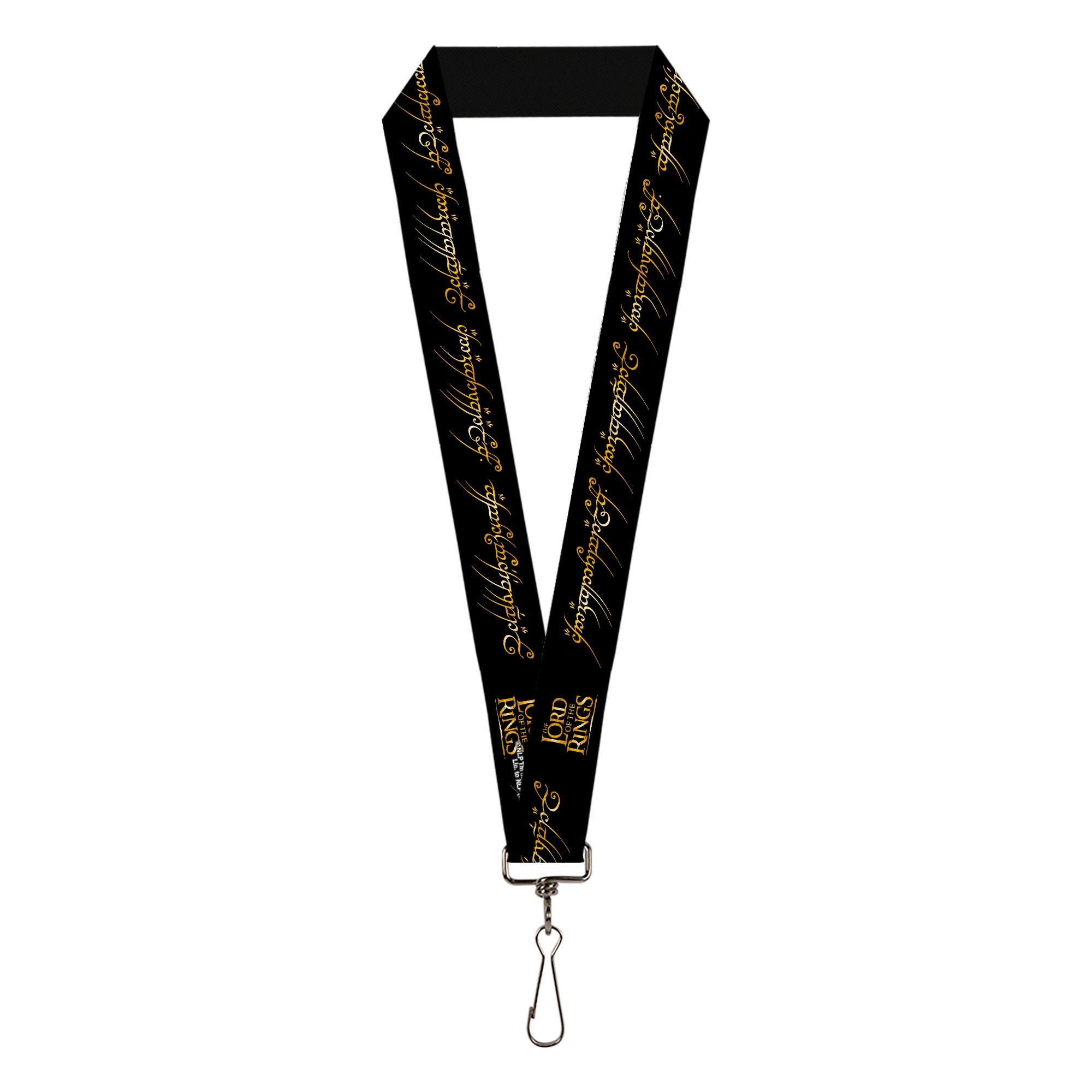 Lanyard - 1.0" - THE LORD OF THE RINGS One Ring Inscription Black Gold Lanyards The Lord of the Rings
